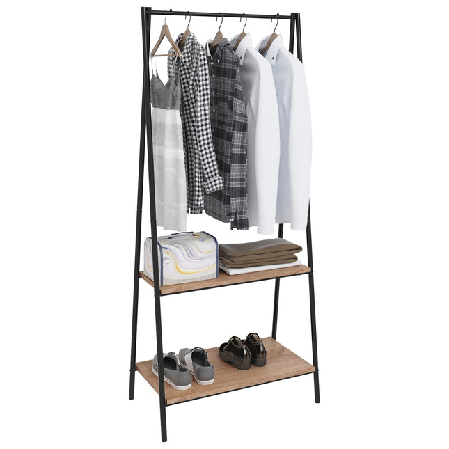 Derins Garderobenständer Kleiderständer mit Ablage Wäscheständer mit Schuhregal Kleidung Ständer Regale Schlafzimmer SR0066