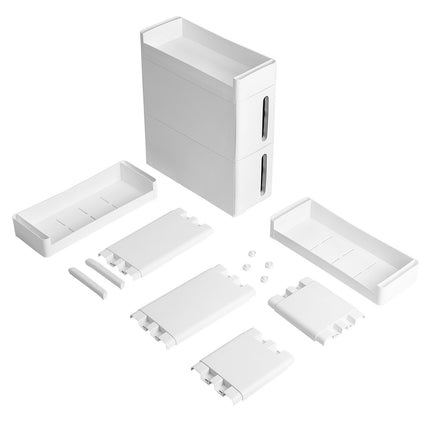 SONGMICS KRF96WT Nischenwagen, schmal, mit 3 Ablagefächern und 2 Schubladen, Nischenschrank mit Rollen, für Küche, Bad und Keller, 17 cm breit, weiß KFR06WT,Groß