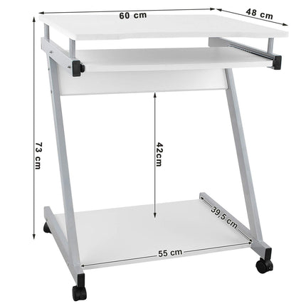 VASAGLE Bureau, computertafel met 4 wielen