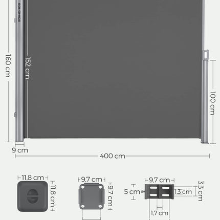 SONGMICS zijluifel, 160 x 400 cm (H x L), privacyscherm GSA164G01