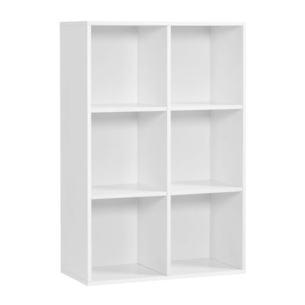 VASAGLE Lbc203D Bücherregal mit 6 Fächern, Holzregal, Würfelregal, Aufbewahrungsschrank, 65,5 x 97,5 x 30 cm, weiß, groß