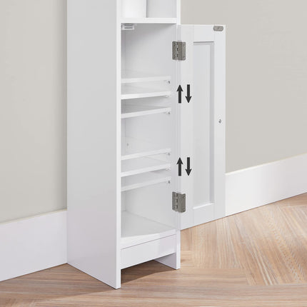 VASAGLE toiletkast, badkamermeubel, badkamerkast, smalle badkamerplank, verstelbare planken, ruimtebesparend, eenvoudige montage, wit BBC310W01