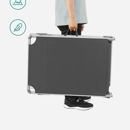 SONGMICS Sun Lounger Sun Lounger Garden Chair with Sun Canopy Adjustable Backrest Foldable Lightweight 55 x 193 x 31 cm Loadable up to 150 kg Garden Balcony and Terrace Anthracite GCB19GYV1