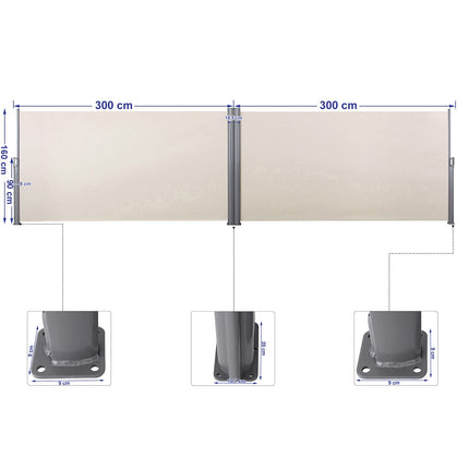 SONGMICS Dubbele zijluifel, uittrekbaar, 1,6 x 6m (H x L)GSA320E