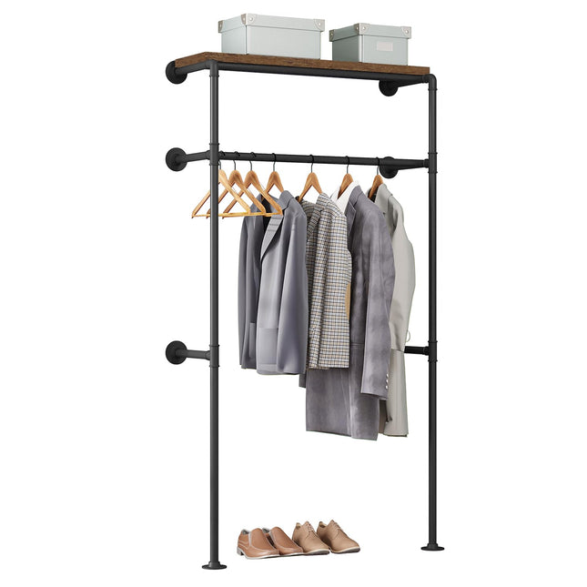 Derins industrielle Kleiderstange Wand,Garderobe für begehbaren Kleiderschrank,Kleiderständer mit Regal,für Schlafzimmer Ankleidezimmer, SRY41shei