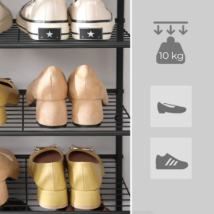 SONGMICS schoenenrek, schoenenrek met 8 niveaus, smal, voor 16-24 paar schoenen, ruimtebesparend, veel opbergruimte, metalen rek, 44,6 x 30,5 x 128,5 cm, zwart LMR028B01