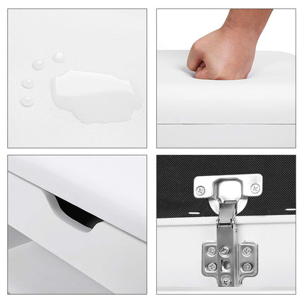 VASAGLE Schuhbank mit Sitzkissen, Truhe mit 3 Fächern, Bank zur Aufbewahrung von Schuhen mit Sitzfläche, 2 Stufen, Flurmöbel, weiß, maximale Belastung 150 kg LHS30W