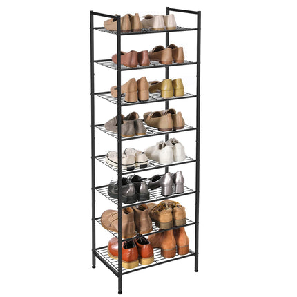 SONGMICS schoenenrek, schoenenrek met 8 niveaus, smal, voor 16-24 paar schoenen, ruimtebesparend, veel opbergruimte, metalen rek, 44,6 x 30,5 x 128,5 cm, zwart LMR028B01
