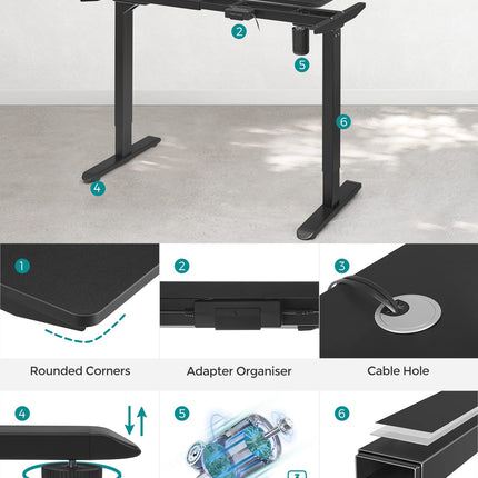 SONGMICS Elektrisch bureau, in Hoogte Verstelbaar