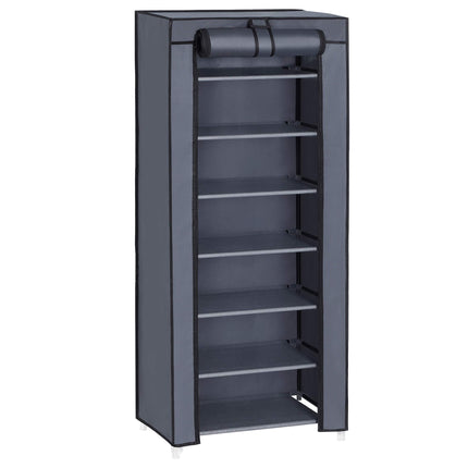 SONGMICS Schuhregal, Schuhschrank, 7 Ebenen, mit Stoffbezug, geräumig, Stoffschrank, Schuhregal, 46 x 28 x 126 cm (L x B x H), grau RXJ024G02
