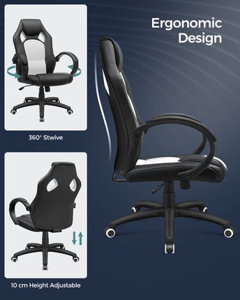 SONGMICS OBG56BW Gaming chair, Black/White