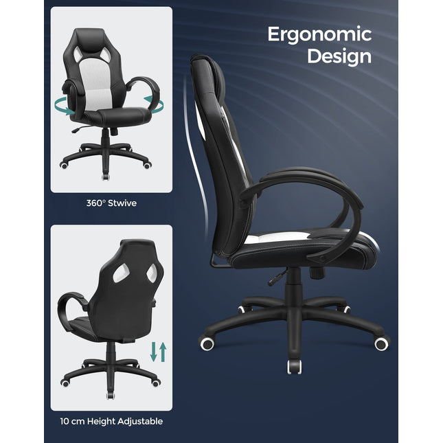 SONGMICS OBG56BW Gamingstoe, Zwart/Wit