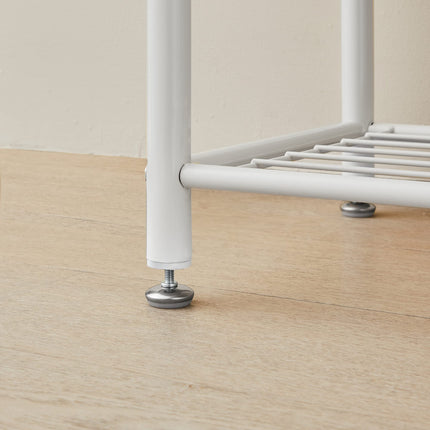 VASAGLE coat rack, clothes rack with shoe rack, shoe rack with seat, for the hallway, with hooks, 3 shelves, made of metal, height 175 cm, modern, oak-colored white HSR041W09