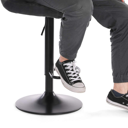 SONGMICS Bar, set van 2 krukken met oppervlak van fluweel, in hoogte verstelbaar, met rugleuning en voetensteun, zwart