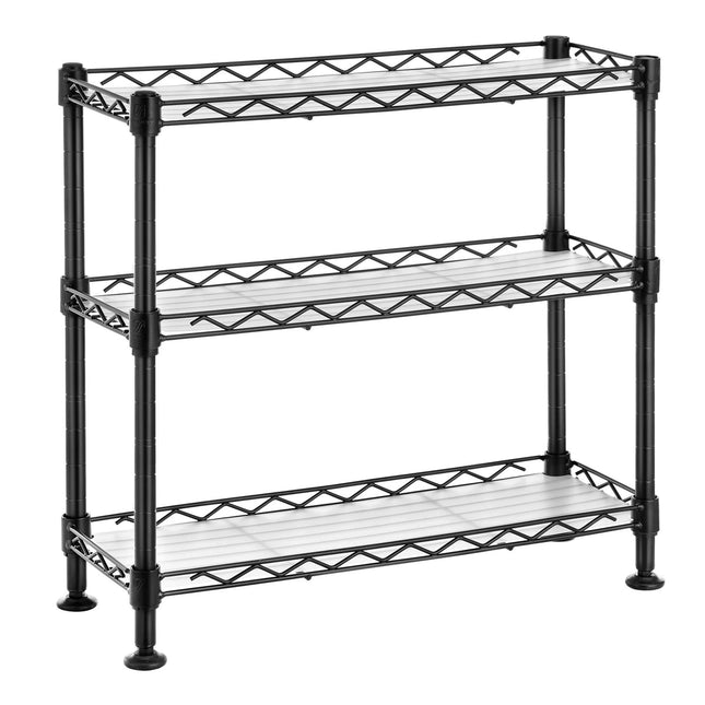 SONGMICS 3 Tier Spice Rack Kitchen Organizing Metal with PP Plates Adjustable Shelf Level 40 x 15 x 39.5cm Black LGR025B01