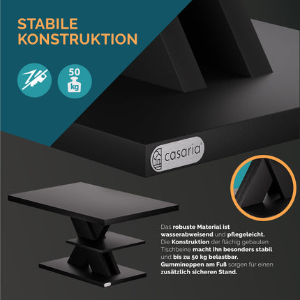 Derins  Couchtisch Detroit 90x45x60cm modernes Design 50mm Tischplatte 50kg Belastbarkeit Kratzfest Holz Wohnzimmer Sofatisch Beistelltisch Schwarz