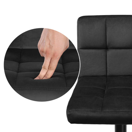 SONGMICS Bar, set van 2 krukken met oppervlak van fluweel, in hoogte verstelbaar, met rugleuning en voetensteun, zwart