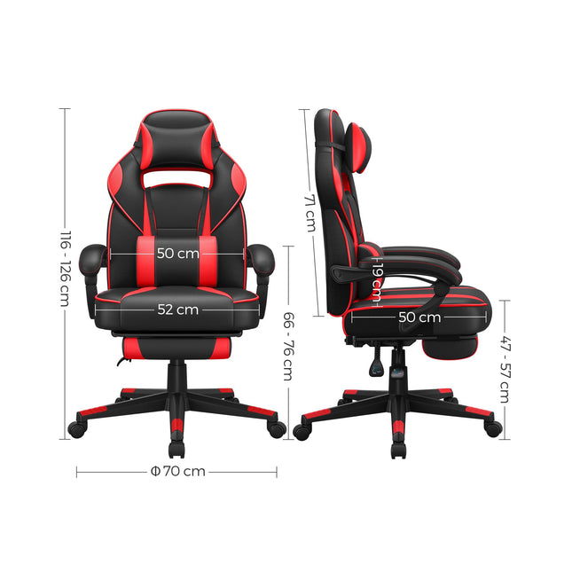SONGMICS Gaming chair, office chair with footrest, OBG73BRV1
