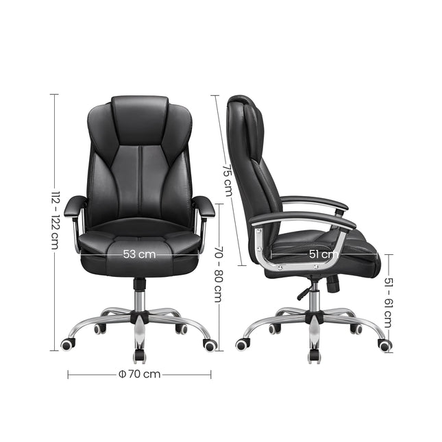 SONGMICS Obg57B Bürostuhl, Chefsessel, Drehstuhl, Computerstuhl, Sitzhöhenverstellung, groß