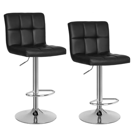 SONGMICS 2 x barkrukken barstoel kruk barkruk met rugleuning in hoogte verstelbaar, kunstleer, PU, zwart