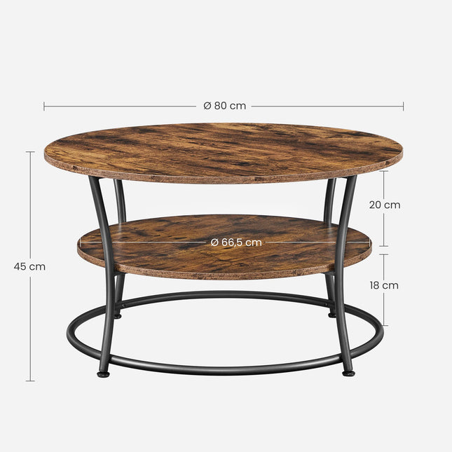 VASAGLE Salontafel rond, Woonkamertafel,  80 x 45 cm LCT80BX
