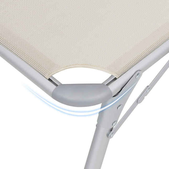 SONGMICS Sun Lounger Sun Lounger Large 65 x 200 x 48 cm Load 150 kg with Backrest and Umbrella Foldable for Garden Balcony Terrace Beige GCB26BE