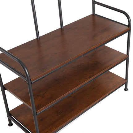 Derins Kleiderständer Industrielle Garderobenständer mit Schuhregal und Haken Standregal Aufbewahrung Jackenständer 84x180x36 cm SRY31dc