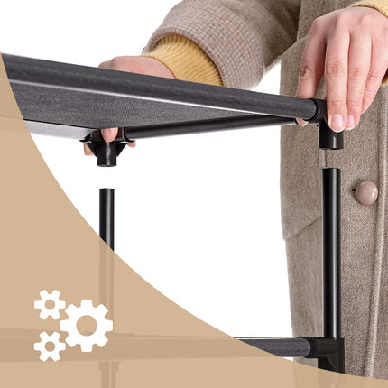 SONGMICS Schuhregal mit 8 Ablagen, Standregal, multifunktionales Schuhregal, Metallrahmen, Vliesstoff, für 16–20 Paar Schuhe, Flur, Schlafzimmer, Küche, 46 x 28 x 145 cm, Schwarz LSR24BK