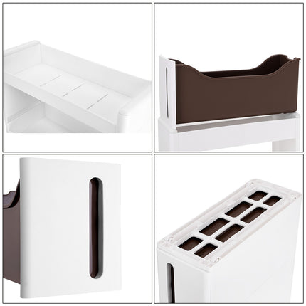 SONGMICS KRF96WT Nischenwagen, schmal, mit 3 Ablagefächern und 2 Schubladen, Nischenschrank mit Rollen, für Küche, Bad und Keller, 17 cm breit, weiß KFR06WT,Groß