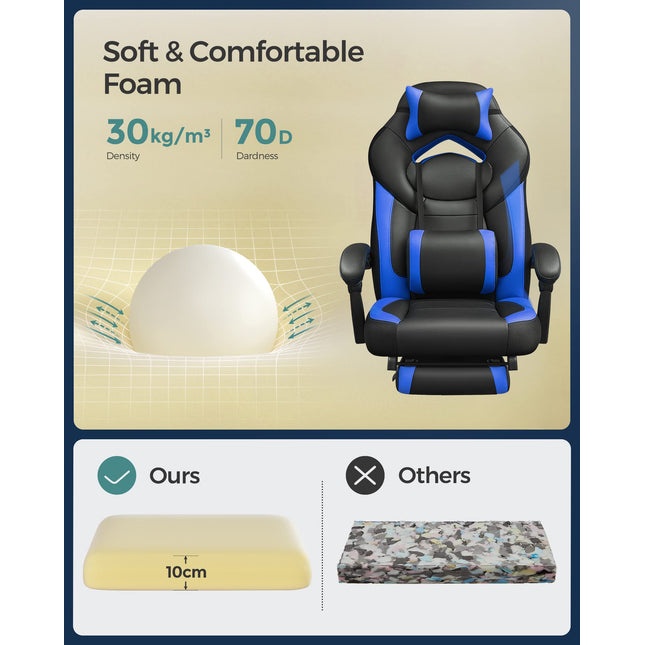 SONGMICS Gaming Chair, office chair with footrest, OBG77BU