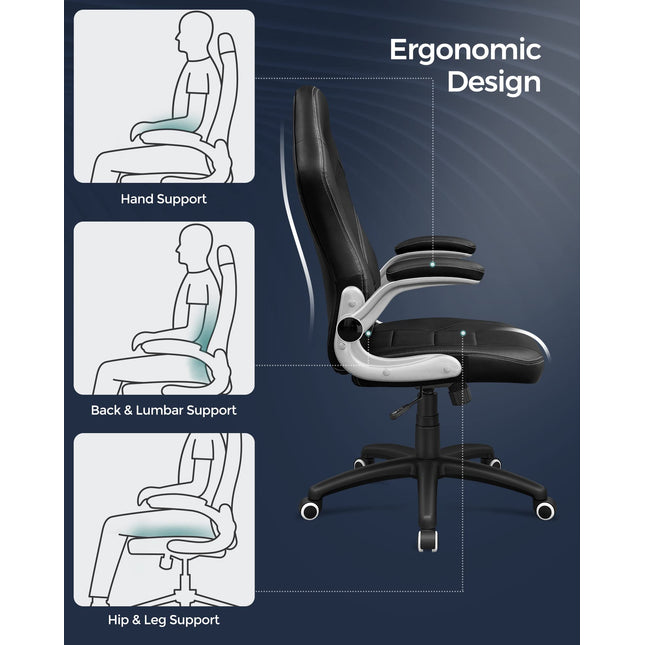 Songmics Racing stoel, imitatieleer Zonder voetsteun. zwart