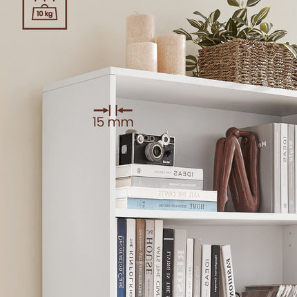 VASAGLE Bücherregal, freistehend, mit 3 Fächern, höhenverstellbare Einlegeböden, für Wohnzimmer, Kinderzimmer, Büro, 80 x 24 x 93 cm, weiß LBC106T14