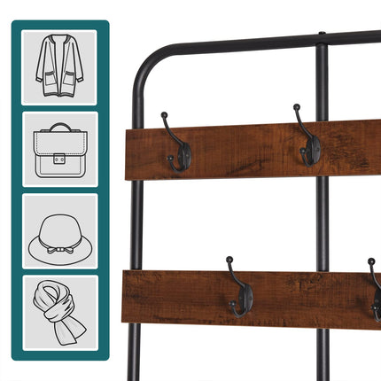 Derins Kleiderständer Industrielle Garderobenständer mit Schuhregal und Haken Standregal Aufbewahrung Jackenständer 84x180x36 cm SRY31dc
