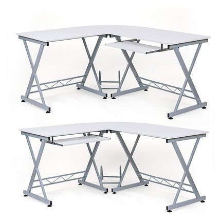 Songmics Computertisch, Holzspanplatte, weiß, 150 x 138 x 75 cm