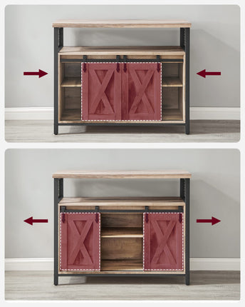 VASAGLE Sideboard, Küchenschrank, Speisekammer, mit 2 Schiebetüren, 33 x 100 x 80 cm, verstellbare Einlegeböden, Landhausstil, für Wohnzimmer, Naturfarbe-Schwarz LSC092B50