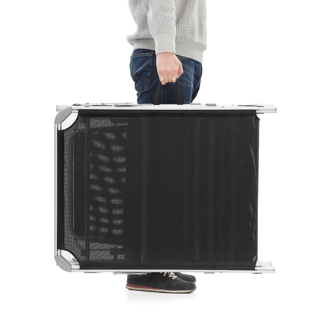 SONGMICS Sun Lounger with Roof Sun Lounger Garden Lounger Aluminum Large 65 x 200 x 48 cm Loadable up to 150 kg Backrest Adjustable Foldable Garden Balcony Terrace Black GCB26BK