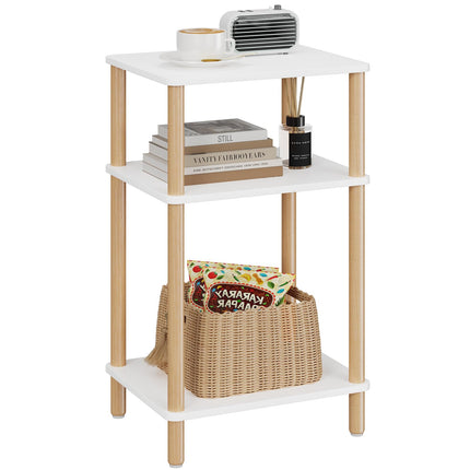 Derins  Beistelltisch, Kleiner Couchtisch mit Dreistöckigem Ablagefach, Industriell Nachttisch für Kleine Räume, Wohnzimmer, Schlafzimmer, Sofa, Kleiner Tisch im Flur, Einfach zu Montieren, Weiß