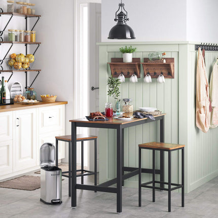 VASAGLE Set van 2 barkrukken, hoge eetkamerstoelen, voor keuken, eetkamer, woonkamer, industriële stijl, vintage bruin en zwart LBC65X