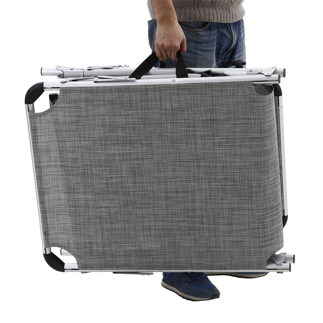 SONGMICS Large Folding Sun Lounger 65 x 200 x 48 cm Max Load 150 kg with Parasol and Backrest for Garden Patio Balcony Gray Melange GCB26TG