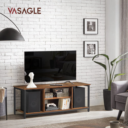 VASAGLE TV-meubel, TV-tafel, TV-plank, lowboard met open vakken, voor woonkamer, entertainmentruimte, voor TV's tot 60 inch, industrieel ontwerp, vintage bruin-zwart LTV060B01