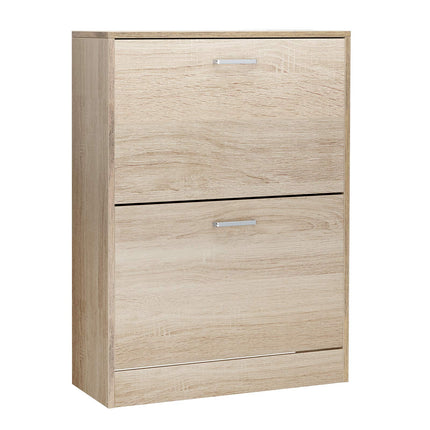 VASAGLE Schuhschrank Schuhkarton mit 2 Holzspanplatten, 60 x 24 x 83,5 cm, Eichenoptik LBC602H