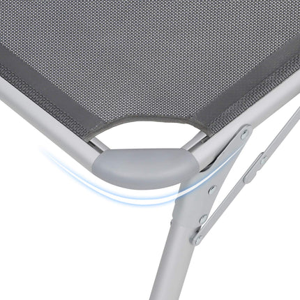 SONGMICS Liegestuhl Sonnenliege, große Sonnenliege 65 x 200 x 48 cm, Tragkraft 150 kg, mit verstellbarer Rückenlehne, Sonnenschutz klappbar, für Garten, Balkon, Terrasse, Grau, GCB26GY