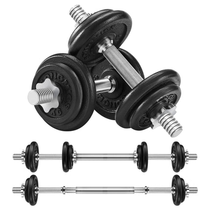 SONGMICS Dumbbell Set, Cast Iron Dumbbells, Adjustable Dumbbell Set, 20kg/30kg, with Connecting Tube, for Men Women Workout Fitness Training Weight Lifting, for Home Gym