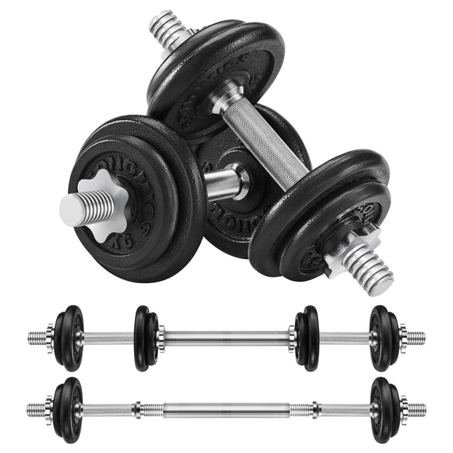 SONGMICS Dumbbell Set, Cast Iron Dumbbells, Adjustable Dumbbell Set, 20kg/30kg, with Connecting Tube, for Men Women Workout Fitness Training Weight Lifting, for Home Gym