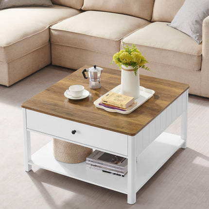 VASAGLE Salontafel, 2 grote laden,  80 x 80 x 45 cm,  LCT207T14