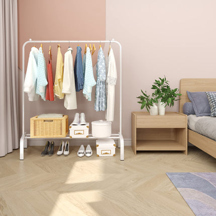 Derins Kleiderständer,Garderobenständer, Kleiderstange aus Metall, strapazierfähige Kleiderstange mit unterem Gestell für Mäntel, Röcke, Hemden, Pullover, Weiß