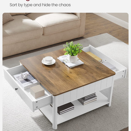 VASAGLE Salontafel, 2 grote laden,  80 x 80 x 45 cm,  LCT207T14