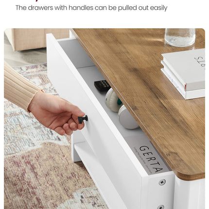 VASAGLE Salontafel, 2 grote laden,  80 x 80 x 45 cm,  LCT207T14