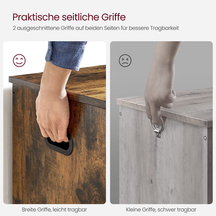 VASAGLE Schuhbank, Sitzkiste, Spielzeugkiste, Aufbewahrungsschrank, Landhausstil, Sicherheitsscharniere, 100 x 40 x 46 cm, Vintage-Braun, LSB060T01