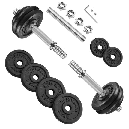 SONGMICS Halterset, Gietijzeren dumbbells, Verstelbare halterset